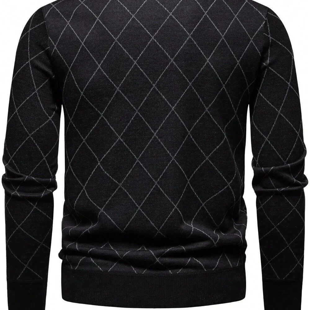 Black Modern Casual Men's Lightweight Half-Zip Sweater